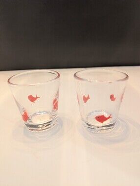 Crate & Barrel Go Fish Koi Small Juice/Shot Glasses - Set of 2